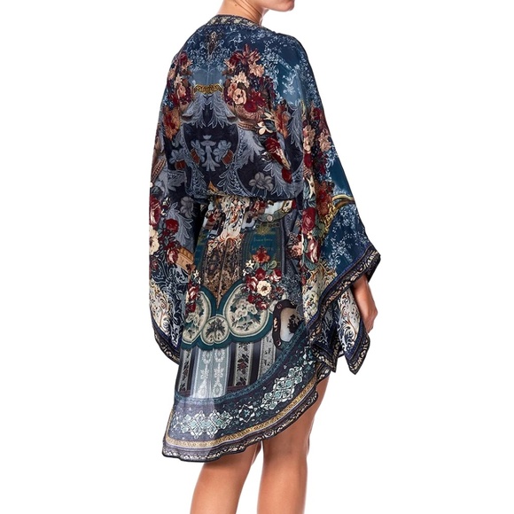 Camilla Kimono Sleeves V-Neck Surplice Mini Dress *Hotel Boheme* 100% Silk - Picture 2 of 16